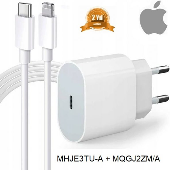 Orjinal Apple iPhone 11 Pro 20W Hızlı Şarj Aleti Seti USB-C MHJE3TU-A + MQGJ2ZM/A (Kablo Dagil)