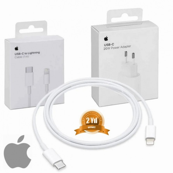Orjinal Apple iPhone 13 20W Hızlı Şarj Aleti Seti USB-C MHJE3TU-A + MQGJ2ZM/A (Kablo Dagil)
