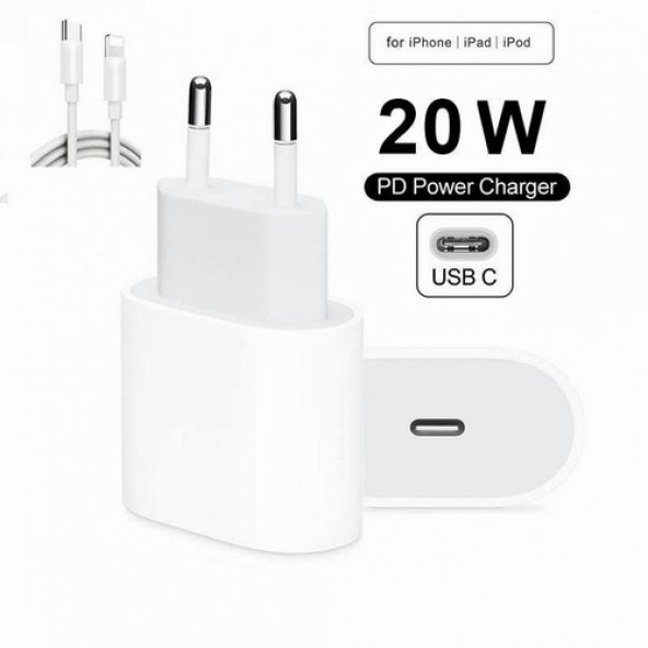 Orjinal Apple iPad 20W Hızlı Şarj Aleti Seti USB-C MHJE3TU-A MHJE3TU-A + MQGJ2ZM/A (Kablo Dagil)