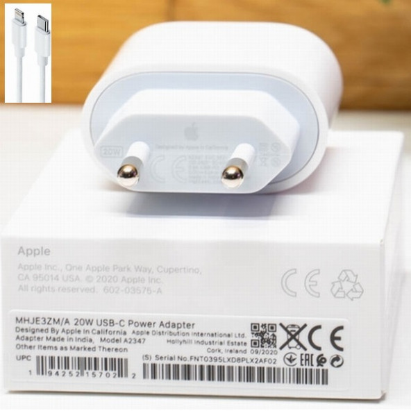 Orjinal Apple iPhone 11 Pro Max 20W Hızlı Şarj Aleti Seti USB-C MHJE3TU-A + MQGJ2ZM/A (Kablo Dagil)