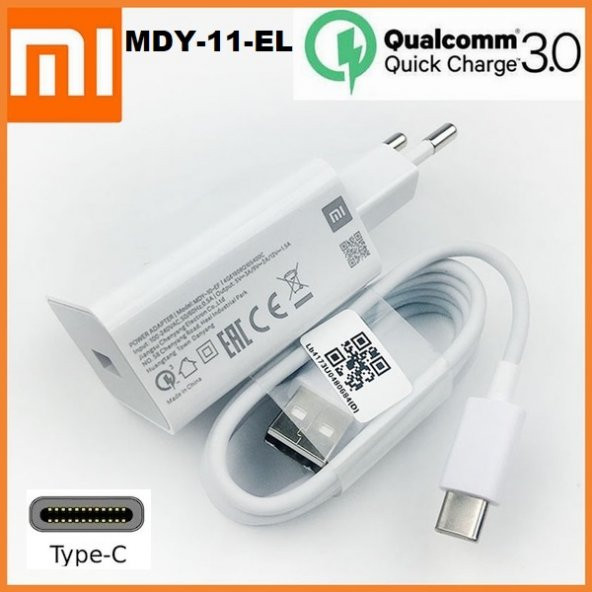 Orjinal Xiaomi Redmi Note 8 Pro Type-C Turbo Data Kablo ve MDY11EF Hızlı Şarj cihazı