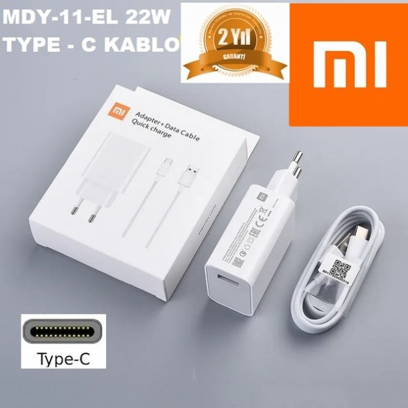 Orjinal Xiaomi Mi 10 Type-C Turbo Data Kablo ve MDY11EF Hızlı Şarj cihazı