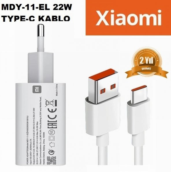 Orjinal Xiaomi Mi 10T Pro 5G Type-C Turbo Data Kablo ve MDY11EF Hızlı Şarj cihazı