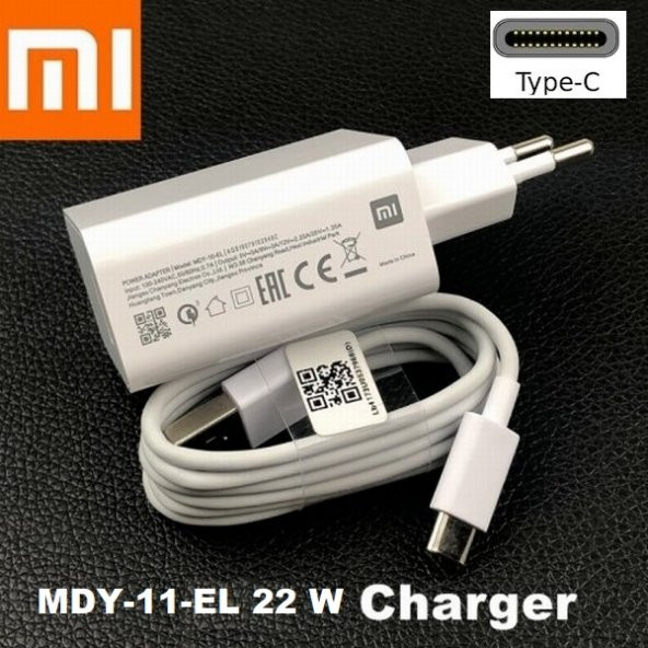 Orjinal Xiaomi Poco M3 Type-C Turbo Data Kablo ve MDY11EF Hızlı Şarj cihazı