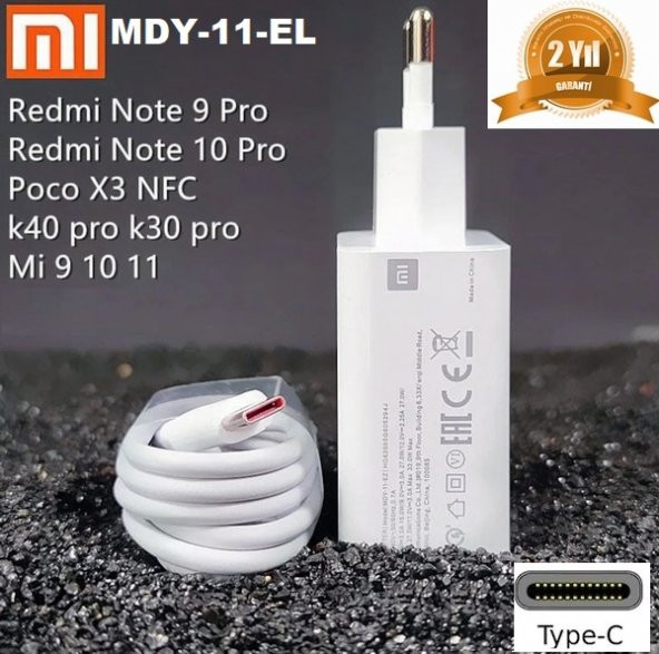 Orjinal Xiaomi Redmi Note 10 Type-C Turbo Data Kablo ve MDY11EF Hızlı Şarj cihazı