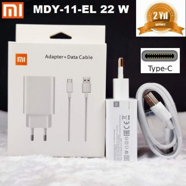Orjinal Xiaomi Mi 11 Lite Type-C Turbo Data Kablo ve MDY11EF Hızlı Şarj cihazı