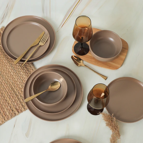 Keramika Nordic Mat Toprak Taupe Yemek Takımı 18 Parça 6 Kişilik 977 - 2