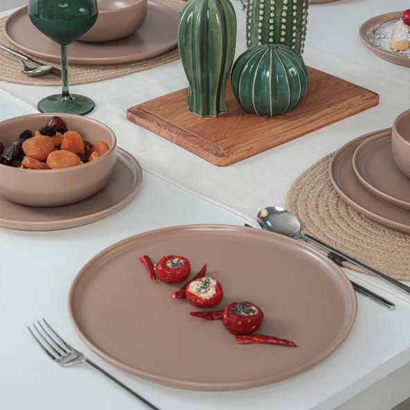 Keramika Nordic Mat Toprak Taupe Yemek Takımı 18 Parça 6 Kişilik 977 - 7