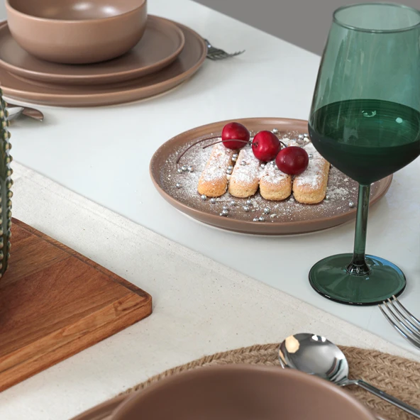 Keramika Nordic Mat Toprak Taupe Yemek Takımı 18 Parça 6 Kişilik 977 - 9