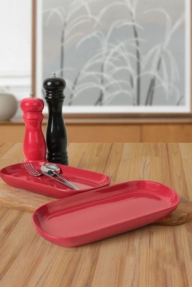 Keramika Kırmızı Noyan Kayık Tabak 2 Adet 28 Cm 506