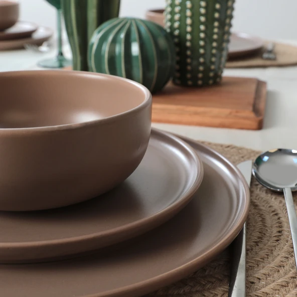 Keramika Nordic Mat Toprak Taupe Yemek Takımı 18 Parça 6 Kişilik 977 - 5