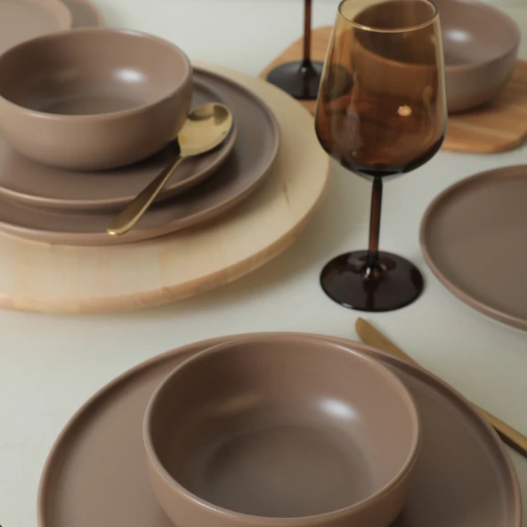 Keramika Nordic Mat Toprak Taupe Yemek Takımı 18 Parça 6 Kişilik 977 - 3