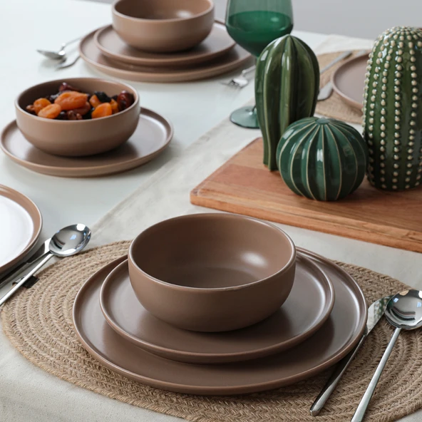 Keramika Nordic Mat Toprak Taupe Yemek Takımı 18 Parça 6 Kişilik 977 - 4