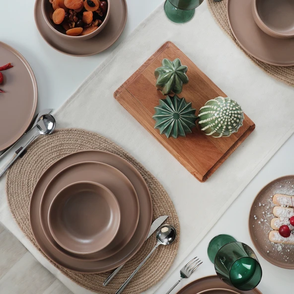 Keramika Nordic Mat Toprak Taupe Yemek Takımı 18 Parça 6 Kişilik 977 - 8
