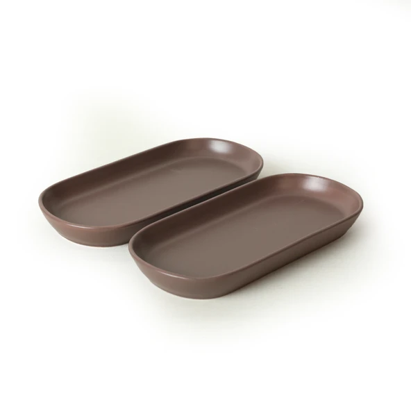 Keramika Mat Açık Taupe Noyan Kayık Tabak 2 Adet 26 Cm 958 - 2