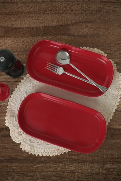 Keramika Kırmızı Noyan Kayık Tabak 2 Adet 28 Cm 506 - 3