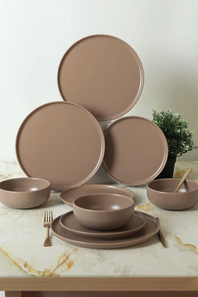 Keramika Nordic Mat Toprak Taupe Yemek Takımı 18 Parça 6 Kişilik 977 - 3