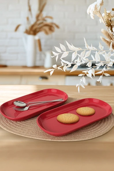 Keramika Kırmızı Noyan Kayık Tabak 2 Adet 28 Cm 506 - 2