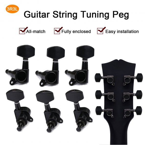 Fluid MHA10B Akustik Gitar Burgusu 3+3 Set + Vida Somun Pul