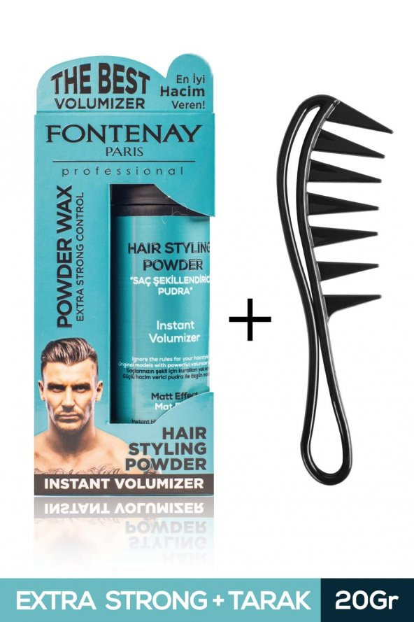 FONTENAY SAÇ ŞEKİLLENDİRİCİ PUDRA TOZ WAX MAT EFFECT MAVI 20GR + ŞEKİL TARAĞI 2Lİ SET - 1