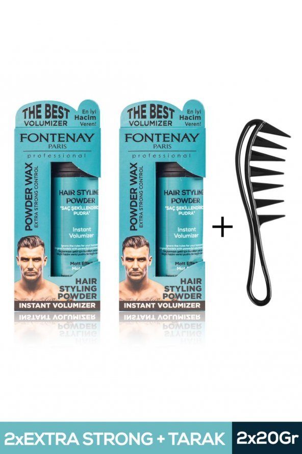 FONTENAY SAÇ ŞEKİLLENDİRİCİ PUDRA TOZ WAX MAT EFFECT MAVI 20GR X2 + ŞEKİL TARAĞI 3LÜ SET