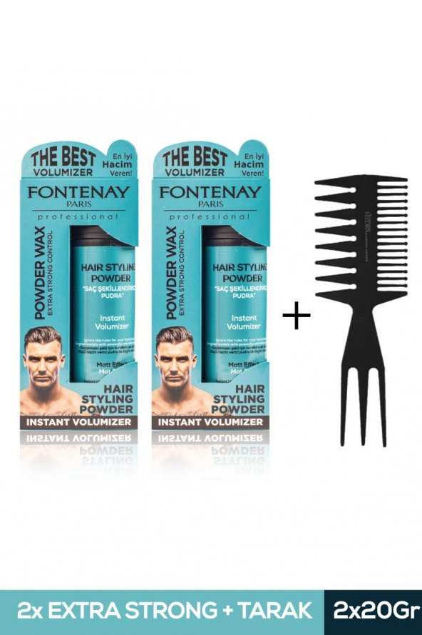 FONTENAY SAÇ ŞEKİLLENDİRİCİ PUDRA TOZ WAX MAT EFFECT MAVI 20GR X2 + ŞEKİL TARAĞI 3LÜ SET