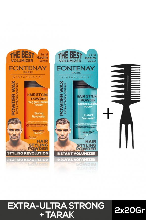FONTENAY SAÇ ŞEKİLLENDİRİCİ PUDRA TOZ WAX MAT EFFECT VE ULTRA STRONG 20GR + ŞEKİL TARAĞI 3LÜ SET ürün görseli
