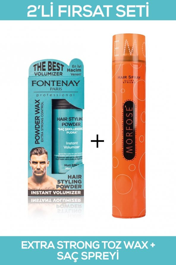 Fontenay Saç Şekillendirici Pudra Toz Wax Matt Effect Mavi 20gr + 400ml Saç Sprey 2Lİ Set