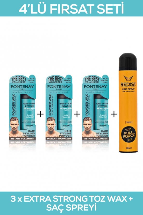 Fontenay Saç Şekillendirici Pudra Toz Wax Matt Effect Mavi 20gr X3 + 400ml Saç Sprey 4Lü Set 2