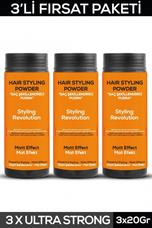 Fontenay Saç Şekillendirici Pudra Toz Wax Ultra Strong Turuncu X3 +  Saç Spreyi 400ml 4Lü Set 3 - 3