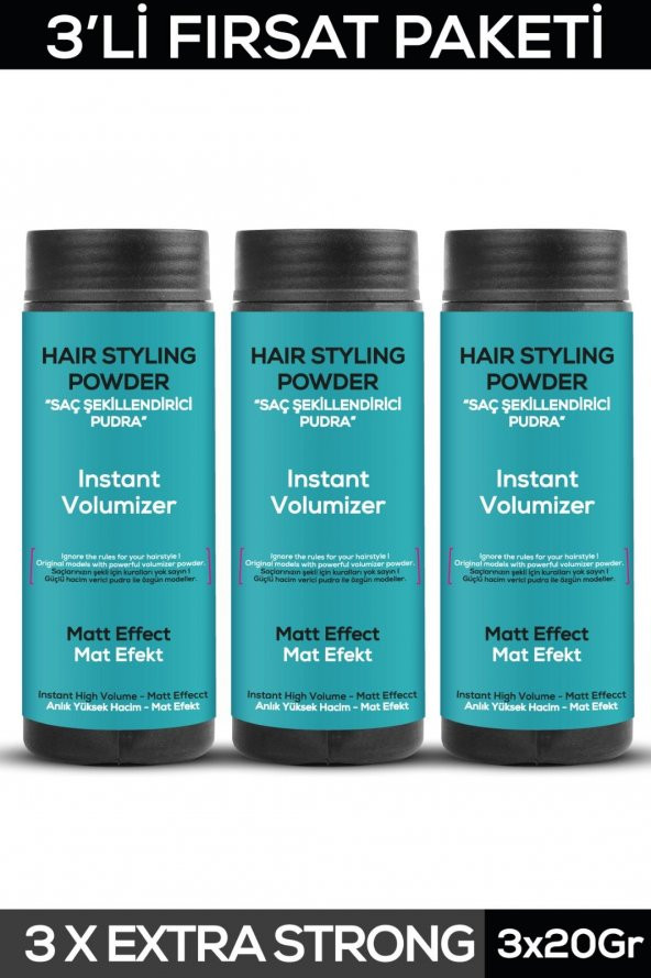 Fontenay Saç Şekillendirici Pudra Toz Wax Mat Effect Mavı 20gr X3 + Profesyonel Saç Fırçası 1016 4lü Set - Resim 3