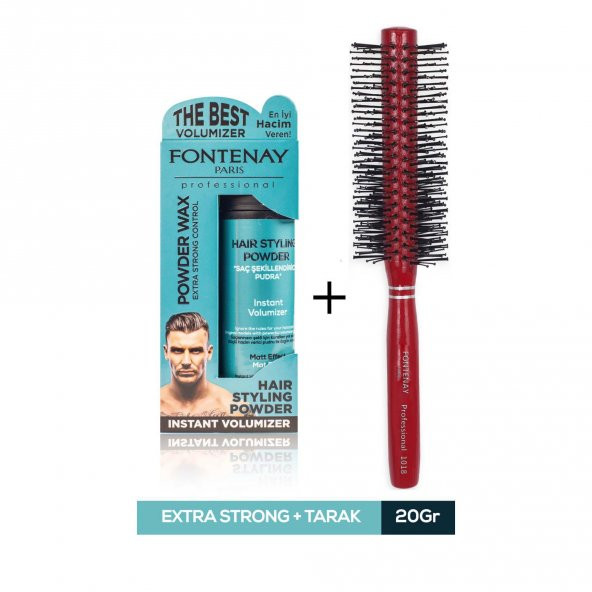 Fontenay Saç Şekillendirici Pudra Toz Wax Mat Effect Mavı 20gr + Profesyonel Saç Fırçası 1018  2li Set