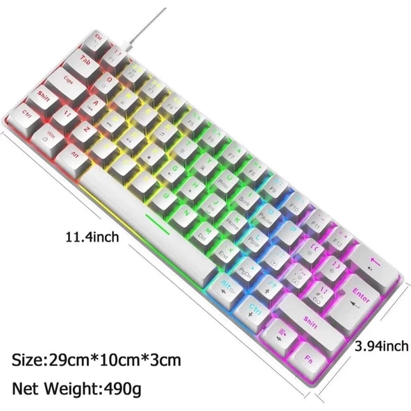 T60 Beyaz Red Switch Türkçe Q Gaming Typ-C Oyuncu Klavyesi - Resim 6