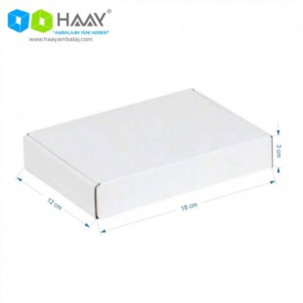 HAAY AMBALAJ 18x12x3 Cm Beyaz Kilitli Kapaklı Kutu (100 ADET)