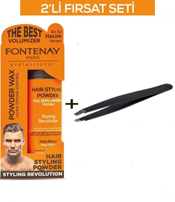 Fontenay Saç Şekillendirici Pudra Toz Wax Ultra Strong Turuncu + Cımbız No:111 2Li Set