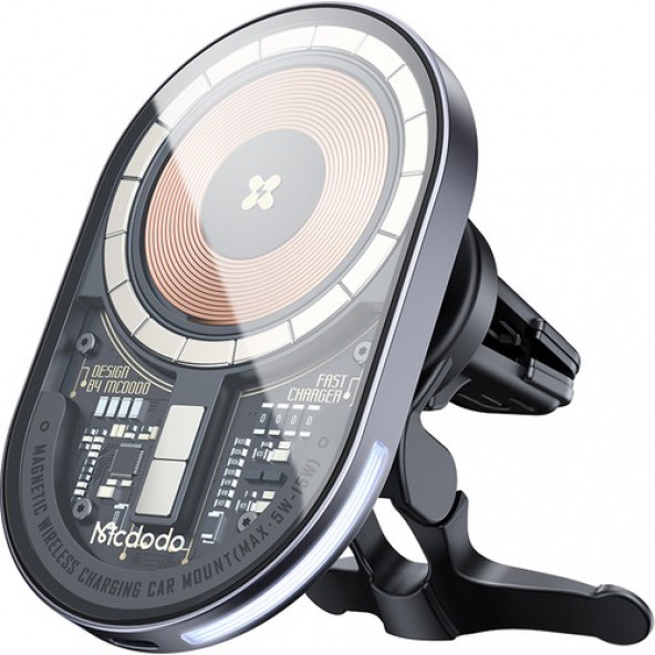 Mcdodo CH-2340 15W Manyetik Kablosuz Şarjlı Şeffaf LED Işıklı Araç Şarj Cihazı - 4
