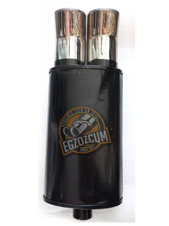 50 mm. Çiftli Yassı Krom sessiz Egzoz eksoz Çıkışı - 2