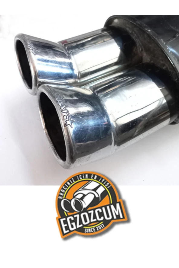 50 mm. Çiftli Yassı Krom sessiz Egzoz eksoz Çıkışı - Resim 5