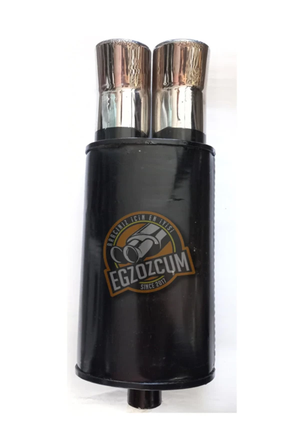 50 mm. Uyumlu Çiftli Yuvarlak Krom sessiz Egzoz eksoz Çıkışı - Resim 2