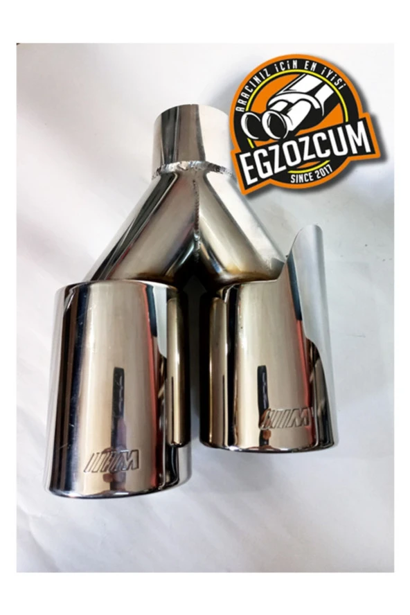 90 mm. Tam krom paslanmaz çiftli, sağ egzoz ucu. (M logolu) - Resim 4