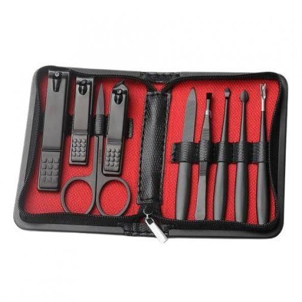 Polham 9 Parça Çantalı Paslanmaz Manikür Seti Pedikür Seti El Ayak Tırnak Makası Seti Manikür set