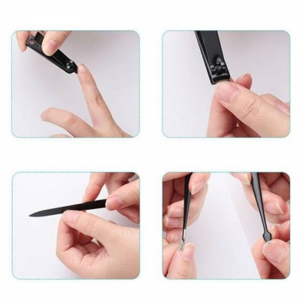 Polham 9 Parça Çantalı Paslanmaz Manikür Seti Pedikür Seti El Ayak Tırnak Makası Seti Manikür set - 3