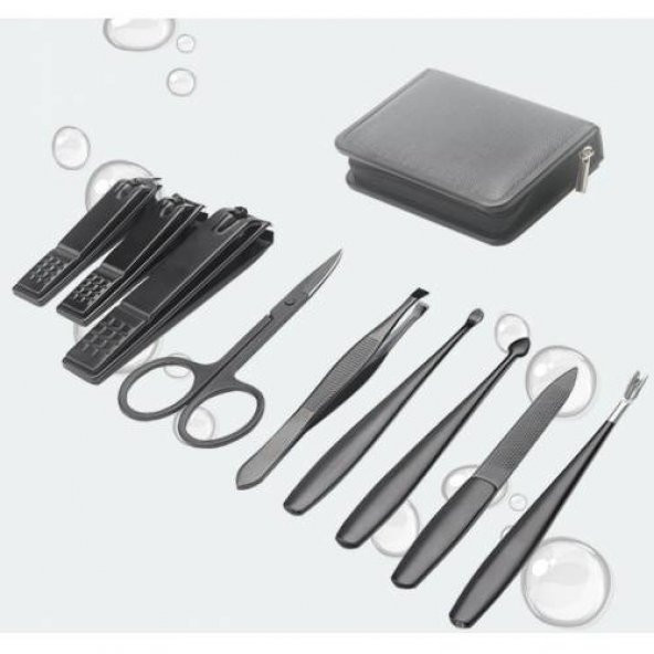 Polham 9 Parça Çantalı Paslanmaz Manikür Seti Pedikür Seti El Ayak Tırnak Makası Seti Manikür set - 5