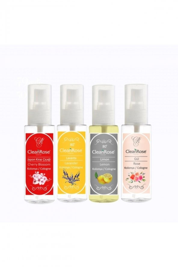 4lü Kolonya 50 ml Sprey Lavanta, Gül, Limon Ve Japon Kiraz Çiçeği Kolonya