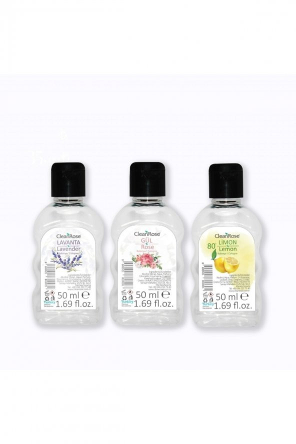 3lü Kolonya 50 Ml Lavanta, Gül Ve Limon
