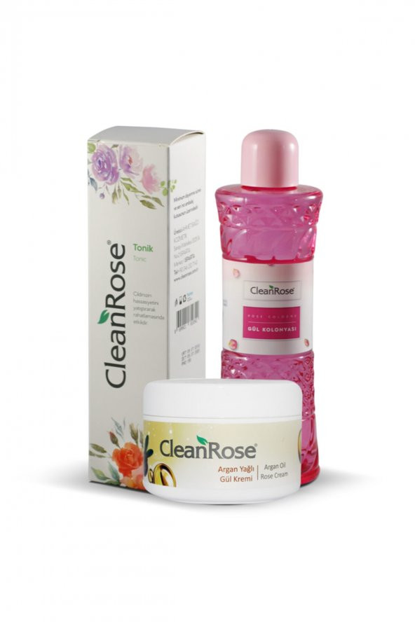 Cleanrose Argan Yağlı Gül Kremi 90 Ml + Doğal Tonik 150 Ml + Gül Kolonyası 150 Ml