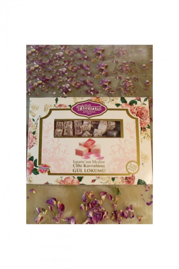 Güllü Çifte Kavrulmuş Lokum 200 gr. 100 Pancar Şekeri