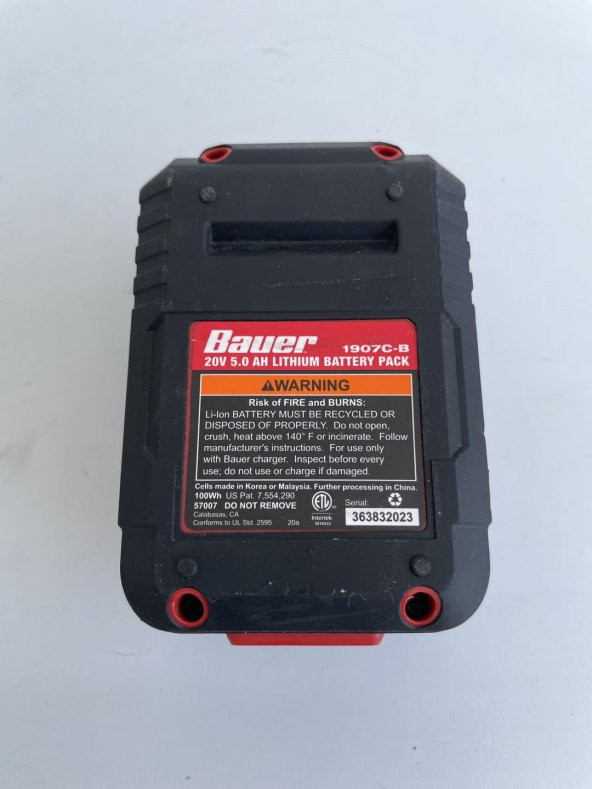 Bauer 20V 5.0Ah Li-ion Akü 1907C-B (Kutusuz) - 6