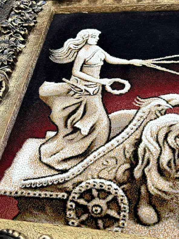 Olimpiyatlarda Yarışan Romalı Güzel Kadın Temalı Halı Tablo 95x75cm - İran Tebriz Halı Kilim Tablo (Model B) - 3
