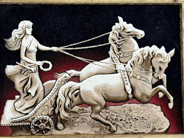 Olimpiyatlarda Yarışan Romalı Güzel Kadın Temalı Halı Tablo 95x75cm - İran Tebriz Halı Kilim Tablo (Model B) - 5